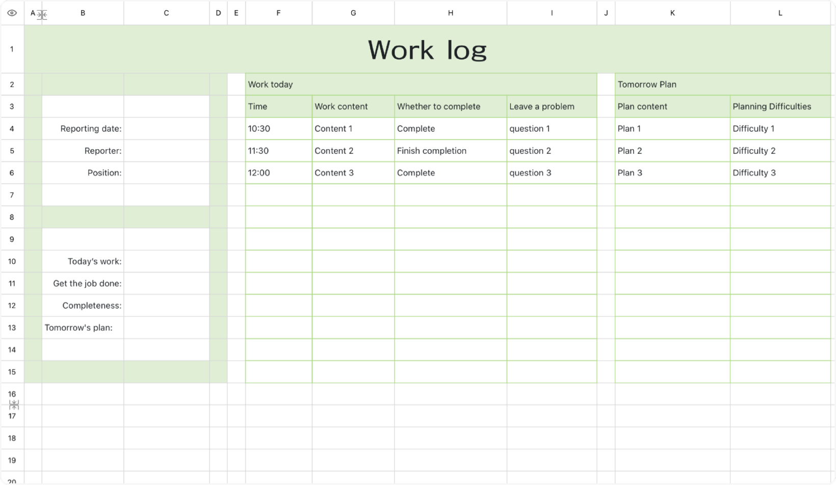 Fresh work logbook